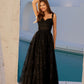 Juliet JT2495A Long A-Line Floral Lace Evening Gown