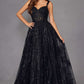 Juliet JT2495A Long A-Line Floral Lace Evening Gown