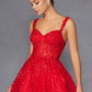 Juliet JT2495A Long A-Line Floral Lace Evening Gown