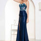 Juliet JT2496A Strapless Floral Embroidered Bodice Fitted Formal Gown