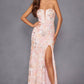 Juliet JT2498A Long Fitted Floral Embroidered Design Evening Gown