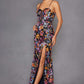 Juliet JT2498A Long Fitted Floral Embroidered Design Evening Gown