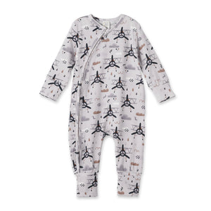 Airplane Zipper Romper -  Bamboo Baby Footie Outfit