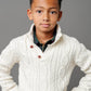 Organic Mock Neck Cable Sweater with Buttons