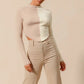 SO ME Color Block Fitted Crop Sweater Top - Farnelli