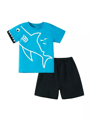Children's Shark Graphic Tee & Shorts Set - Farnelli