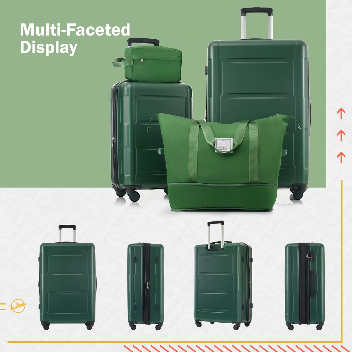 HouseOfZazla expandable 2-piece luggage set with TSA lock and spinner wheels in multiple colors