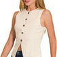 Zenana Linen Button Down Vest - Farnelli