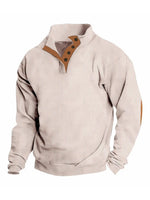 Men's Full Size Button Detail Long Sleeve Sweatshirt Plus Size - Farnelli