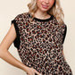 Haptics Leopard Print Dolman Cap Sleeve Knit Top - Farnelli