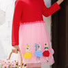 Children's Ballerina Applique Tulle Dress - Red