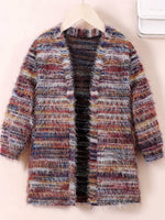 Children's Colorful Knitted Fuzzy Cardigan - Farnelli