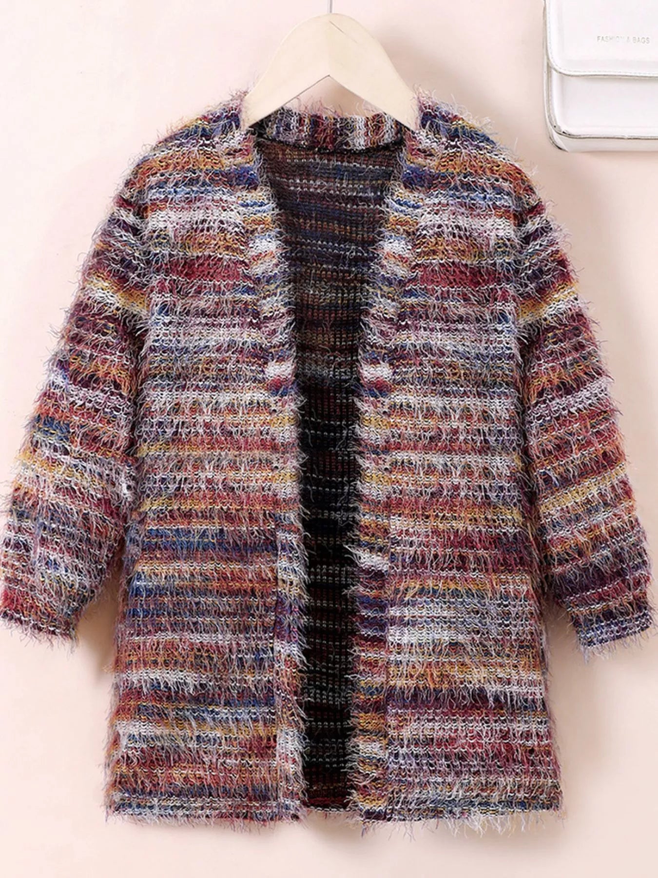 Children's Colorful Knitted Fuzzy Cardigan - Farnelli