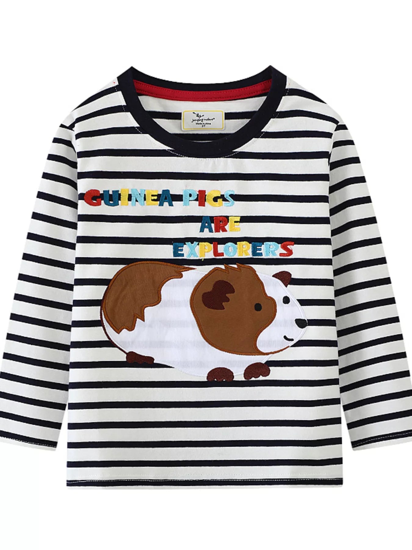 Children's Guinea Pig Explorer Striped Long Sleeve T-Shirt - Farnelli