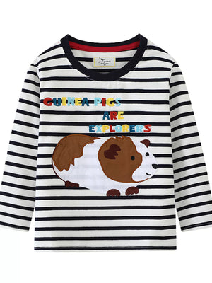 Children's Guinea Pig Explorer Striped Long Sleeve T-Shirt - Farnelli