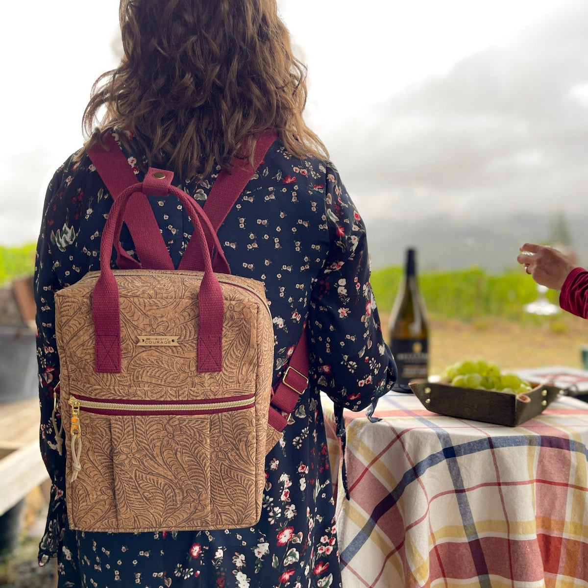 Carry Courage GAME CHANGER mini backpack in a paisley pattern with adjustable shoulder straps