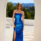Juliet JT2500A Strapless Fitted Metallic Formal Gown