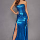 Juliet JT2500A Strapless Fitted Metallic Formal Gown