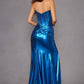 Juliet JT2500A Strapless Fitted Metallic Formal Gown