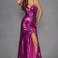 Juliet JT2502A Dress Long Halter Neck Fitted Metallic Gown