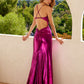 Juliet JT2502A Dress Long Halter Neck Fitted Metallic Gown