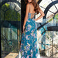 Juliet JT2505A Long Floral Applique Fitted Print Gown