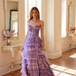 Juliet JT2508A Sweetheart Keyhole Neckline Ruffled Tier Skirt Gown