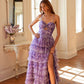 Juliet JT2508A Sweetheart Keyhole Neckline Ruffled Tier Skirt Gown