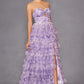 Juliet JT2508A Sweetheart Keyhole Neckline Ruffled Tier Skirt Gown