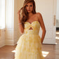 Juliet JT2508A Sweetheart Keyhole Neckline Ruffled Tier Skirt Gown