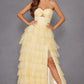 Juliet JT2508A Sweetheart Keyhole Neckline Ruffled Tier Skirt Gown