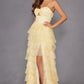 Juliet JT2508A Sweetheart Keyhole Neckline Ruffled Tier Skirt Gown