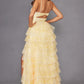 Juliet JT2508A Sweetheart Keyhole Neckline Ruffled Tier Skirt Gown