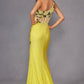 Juliet JT2514R One Shoulder Fitted Floral Applique Evening Gown