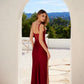 Juliet JT2518i Long Fitted Floral Strap Evening Gown Side Slit