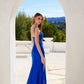 Juliet JT2518i Long Fitted Floral Strap Evening Gown Side Slit