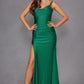 Juliet JT2518i Long Fitted Floral Strap Evening Gown Side Slit