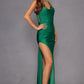 Juliet JT2518i Long Fitted Floral Strap Evening Gown Side Slit