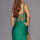Juliet JT2518i Long Fitted Floral Strap Evening Gown Side Slit