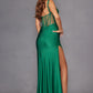 Juliet JT2518i Long Fitted Floral Strap Evening Gown Side Slit