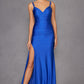 Juliet JT2518i Long Fitted Floral Strap Evening Gown Side Slit