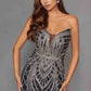 Juliet JT2525L Luxury High End Strapless Fitted Evening Gown