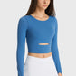 Millennia Cutout Long Sleeve Cropped Sports Top - Farnelli