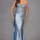 Juliet JT2534K Strapless Sweetheart Boned Corset Satin Prom Gown