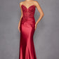Juliet JT2534K Strapless Sweetheart Boned Corset Satin Prom Gown