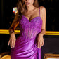 Juliet JT2535K Long Fitted Boned Corset Sweetheart Neck Side Slit Gown