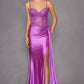 Juliet JT2535K Long Fitted Boned Corset Sweetheart Neck Side Slit Gown