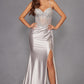 Juliet JT2535K Long Fitted Boned Corset Sweetheart Neck Side Slit Gown