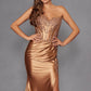 Juliet JT2536K Strapless Sweetheart Corset Back Fitted Satin Prom Gown