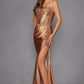Juliet JT2536K Strapless Sweetheart Corset Back Fitted Satin Prom Gown